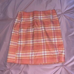 Orange Plaid Skirt w/ Slit
